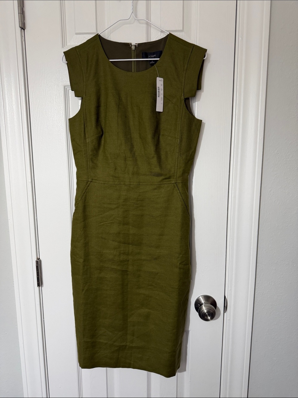 J. Crew Olive Sleeveless Sheath Dress